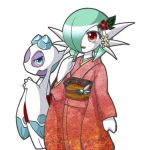  costume flower froslass gardevoir japanese_clothes kimono no_humans pokemon pokemon_(creature) white_moon 