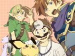  armor blonde_hair blue_eyes cape coat crossed_arms fire_emblem fire_emblem:_fuuin_no_tsurugi gabu_kichi hat link mario mewtwo nintendo pichu pointy_ears pokemon redhead roy smile super_mario_bros. super_smash_bros. the_legend_of_zelda v 