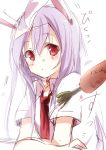  1girl animal_ears carrot long_hair necktie purple_hair rabbit_ears reisen_udongein_inaba simple_background solo toosaka_asagi touhou white_background 