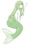  1girl artist_request ass bikini_top breasts bubble c.c. code_geass fish_tail green green_eyes green_hair mermaid monster_girl solo underwater 