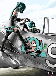  airplane anger_vein fw_190 hatsune_miku military rxjx spring_onion twintails vocaloid world_war_ii 