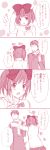  4koma blush bow coat comic couple hair_bow heart original scarf short_hair short_twintails skirt tottoto_tomekichi twintails 