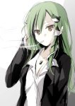  1girl brown_eyes cigarette contemporary green_hair kochiya_sanae long_hair smoking solo toosaka_asagi touhou 