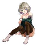  bare_shoulders blue_eyes boots green_eyes green_hair heterochromia idolmaster idolmaster_cinderella_girls pantyhose shorts takagaki_kaede 