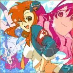  garrison_cap hat lowres midriff multiple_persona necktie oekaki pieces_of_sweet_stars redhead sako scarf smile tengen_toppa_gurren_lagann v wink yellow_eyes yoko_littner 