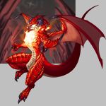  claws dragon fire flying horns moyasiwhite original scales tail wings yellow_eyes 