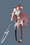  1girl armor belt boots fire_emblem fire_emblem:_kakusei gauntlets kozaki_yuusuke official_art polearm red_eyes redhead skirt spear thigh-highs cordelia_(fire_emblem) weapon 