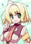  1girl akata_itsuki blonde_hair green_eyes heart looking_at_viewer necktie open_mouth short_hair smile solo 