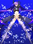  1girl blue_eyes crotch_plate fate/extra fate/extra_ccc fate_(series) leg_armor long_hair melt_lilith midriff navel purple_hair roki_(shouka65) solo very_long_hair violet_eyes 