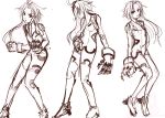  1girl ahoge bodysuit choujigen_game_neptune claw_(weapon) collage dancing highres michael_jackson_(cosplay) monochrome pan!ies payot poses short_hair sketch solo thigh-highs white_heart 