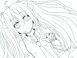  1girl hatsune_miku lineart long_hair looking_at_viewer monochrome natusima necktie solo vocaloid 