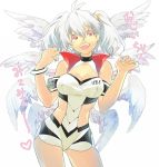  1girl angel_(evangelion) breasts large_breasts long_hair neon_genesis_evangelion open_mouth red_eyes seele smile tabris tapiet twintails wings 