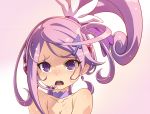  1girl bare_shoulders blush choker cure_sword dokidoki!_precure earrings hair_ornament hairpin jewelry kenzaki_makoto looking_at_viewer magical_girl open_mouth ponytail precure purple_hair short_hair solo tasaka_shinnosuke violet_eyes 