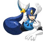  1girl blue_eyes blush breasts elbow_gloves female gloves helmet mermaid monster_girl open_mouth robot rockman rockman_(classic) rockman_9 smile solo splash_woman 