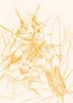  1girl action armor hisou_noa magical_girl monochrome senki_zesshou_symphogear sketch solo tachibana_hibiki_(symphogear) yellow 
