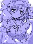  1girl blue breasts monochrome saigyouji_yuyuko solo touhou white-brown 