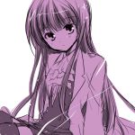 1girl character_request inu_x_boku_ss long_hair looking_at_viewer monochrome simple_background solo white-brown white_background 