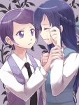  2girls blue_hair blush closed_eyes dokidoki!_precure hishikawa_rikka kenzaki_makoto long_hair multiple_girls open_mouth precure purple_hair school_uniform short_hair sioagya tears violet_eyes 