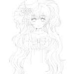  1girl kurozu_(ice_black) lineart long_hair looking_at_viewer monochrome solo twintails very_long_hair 