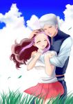  1boy 1girl brown_hair couple jojo_no_kimyou_na_bouken long_hair pearla_pucci pink_hair souto_(ghostlike) two-toned_hair weather_report white_hair 