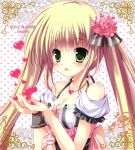  1girl 2012 :d absurdres blonde_hair breasts cleavage dress green_eyes heart heart_necklace highres jewelry mizusawa_mimori necklace open_mouth smile tagme twintails 