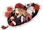  1girl bandana brown_eyes chiro_(pez777) dress flower jewelry kyouyama_anna necklace safety_pin shaman_king solo yellow_eyes 