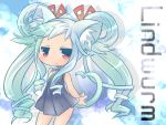  1girl :&lt; animal_ears bare_shoulders beatmania beatmania_iidx blue_hair cat_ears cat_tail chibi dress hair_ornament hair_rings jubeat kurage_no_ko leash long_hair looking_at_viewer red_eyes ryoushi_no_umi_no_lindwurm sleeveless sleeveless_dress solo tail twintails 