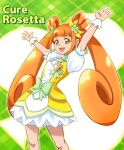  1girl brown_eyes brown_hair character_name choker clubs cure_rosetta dokidoki!_precure earrings flower hair_flower hair_ornament jewelry long_hair magical_girl open_mouth precure ribbon smile solo toyo-1040-maruthi twintails wrist_cuffs yotsuba_alice 