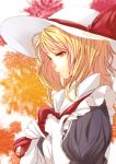  1girl blonde_hair bust elbow_gloves frills gloves hat kana_anaberal kuronuko_neero parted_lips short_hair solo touhou touhou_(pc-98) white_gloves yellow_eyes 