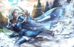  blonde_hair chain defense_of_the_ancients hood hoodie lips magic noa_ikeda rylai_crestfall snow staff 