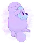  alternate_color colona creature lying no_humans on_back on_stomach pokemon pokemon_(creature) purple quagsire shiny_pokemon 