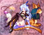  1boy blue_eyes final_fantasy final_fantasy_ix fingerless_gloves gloves kuja long_hair male minatosaiga moogle nail_polish solo thigh-highs white_hair 