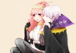  ahoge ayaca braid cape closed_eyes couple fire_emblem fire_emblem:_kakusei henry_(fire_emblem) olivia_(fire_emblem) pink_hair twin_braids white_hair 