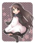  1girl agnes_oblige blush boots bravely_default:_flying_fairy brown_eyes brown_hair capelet dress elbow_gloves flat_chest gloves hairband long_hair looking_at_viewer mizuno_mumomo open_mouth solo star very_long_hair 