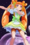  1girl bike_shorts cure_rosetta dokidoki!_precure haruyama long_hair magical_girl orange_hair precure shorts_under_skirt skirt smile solo twintails yellow_eyes yotsuba_alice 