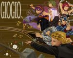  1girl 5boys aerosmith_(stand) airplane bruno_bucciarati giorno_giovanna guido_mista gujira jojo_no_kimyou_na_bouken ladybug leone_abbachio moody_blues_(stand) multiple_boys narancia_ghirga pannacotta_fugo sex_pistols_(stand) smoke stand_(jojo) tree trish_una zipper 