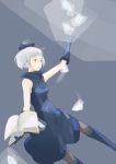  bare_shoulders book boots card dress elizabeth_(persona) hat highres pantyhose persona persona_3 short_hair sleeveless sleeveless_dress white_hair yellow_eyes 
