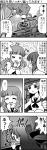  4koma check_translation comic girls_und_panzer highres isuzu_hana long_hair monochrome multiple_girls nishizumi_miho school_uniform short_hair takebe_saori translated uniform yuuki_akira 