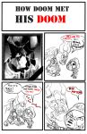  4koma comic defense_of_the_ancients demon doom_(game) doomguy monochrome shooter_game sketch tagme 