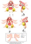  4girls ahoge arksign back blue_eyes blush boots breasts character_sheet cheerleader cheerleader_(arksign) cleavage cleavage_cutout from_behind hair_ribbon high_heels highres kimura_tatsuki kneepits large_breasts leaning_forward long_hair midriff multiple_girls multiple_wings navel no_bra official_art open_mouth pink_hair pleated_skirt pom_poms profile ribbon see-through shoes sideboob simple_background skirt solo turnaround twintails under_boob very_long_hair white_background wings 