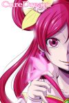 1girl butterfly cure_dream hair_ornament hair_rings long_hair nishi_koutarou open_mouth pink_eyes pink_hair precure smile solo yes!_precure_5 yumehara_nozomi 