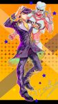  2boys crazy_diamond gakuran higashikata_jousuke jojo_no_kimyou_na_bouken multiple_boys pompadour purple_hair sakaumi school_uniform stand_(jojo) 