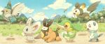  clouds emolga envelope flying forest jippe minccino nature no_humans oshawott pidove pokemon pokemon_(creature) pokemon_(game) pokemon_bw running snivy tagme tepig tree 