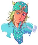  1boy beanie blonde_hair blue_eyes breath finger_to_mouth hat johnny_joestar jojo_no_kimyou_na_bouken magatsumagic solo star_print steel_ball_run 