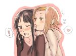  ! 2girls akiyama_mio biting blush ear_biting fukutarou_(enji127) hand_on_shoulder heart k-on! multiple_girls tainaka_ritsu wince wink 
