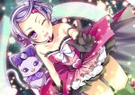  1girl choker cure_sword dokidoki!_precure endyy gloves hair_ornament kenzaki_makoto precure purple_hair violet_eyes wink 