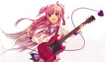  1girl angel_beats! guitar instrument long_hair pink_eyes pink_hair plectrum rokusuke_(lcskeee) school_uniform serafuku tail twintails yui_(angel_beats!) 