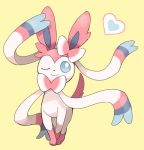  artist_request blue_eyes bow heart no_humans pokemon pokemon_(creature) pokemon_(game) pokemon_xy simple_background sylveon wink 