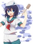  1girl blue_eyes blue_hair hat hishaku murasa_minamitsu saibi sailor sailor_collar sailor_hat short_hair solo touhou 