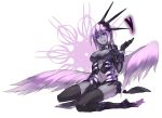  1girl breasts cleavage original purple_hair shirogane_usagi solo tail thigh-highs violet_eyes wings 